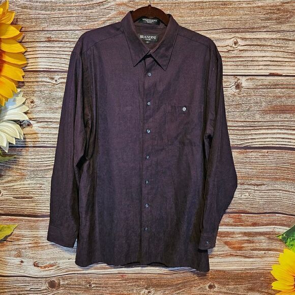 Brandini Mens Long Sleeve  Shirt plum large tall Pre-owned - Picture 1 of 4